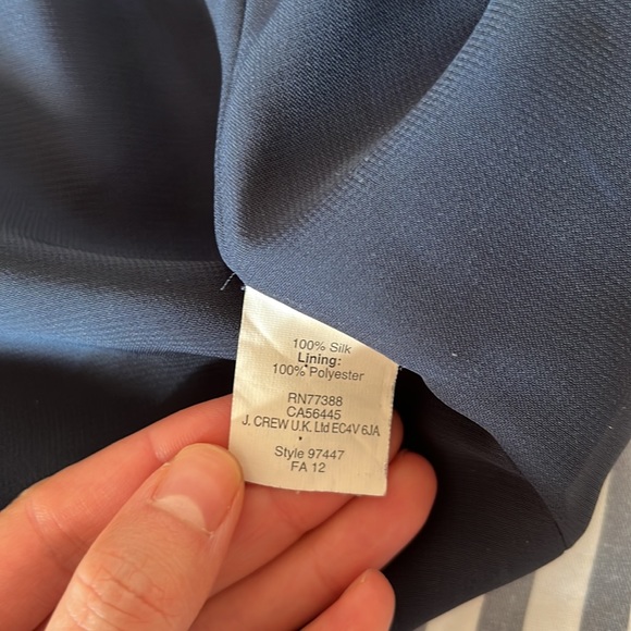 J.CREW SILK COLOR BLOCK SLIP DRESS - Navy and Cobalt Blue Print - Size 2 - Picture 7 of 7